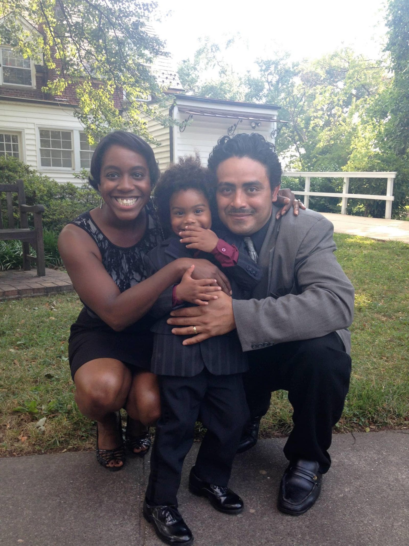 The Carona-Jones family after returning to Dayton in 2013. L-R Cardona-Jones, son Geo, husband Alan Cardona.