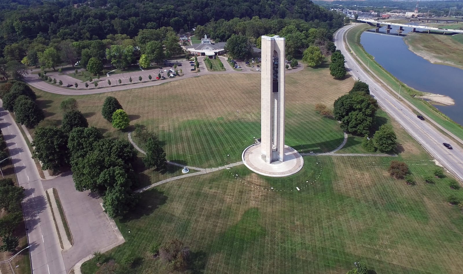 The Deeds Carillon is a 151-foot-tall tower, made of Indiana limestone, and originally designed with 32 bells. STAFF FILE PHOTO