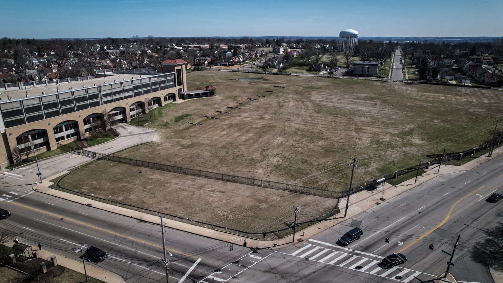 Shown here, from a drone,  is the site where Good Samaritan Hospital once stood. . JIM NOELKER/STAFF