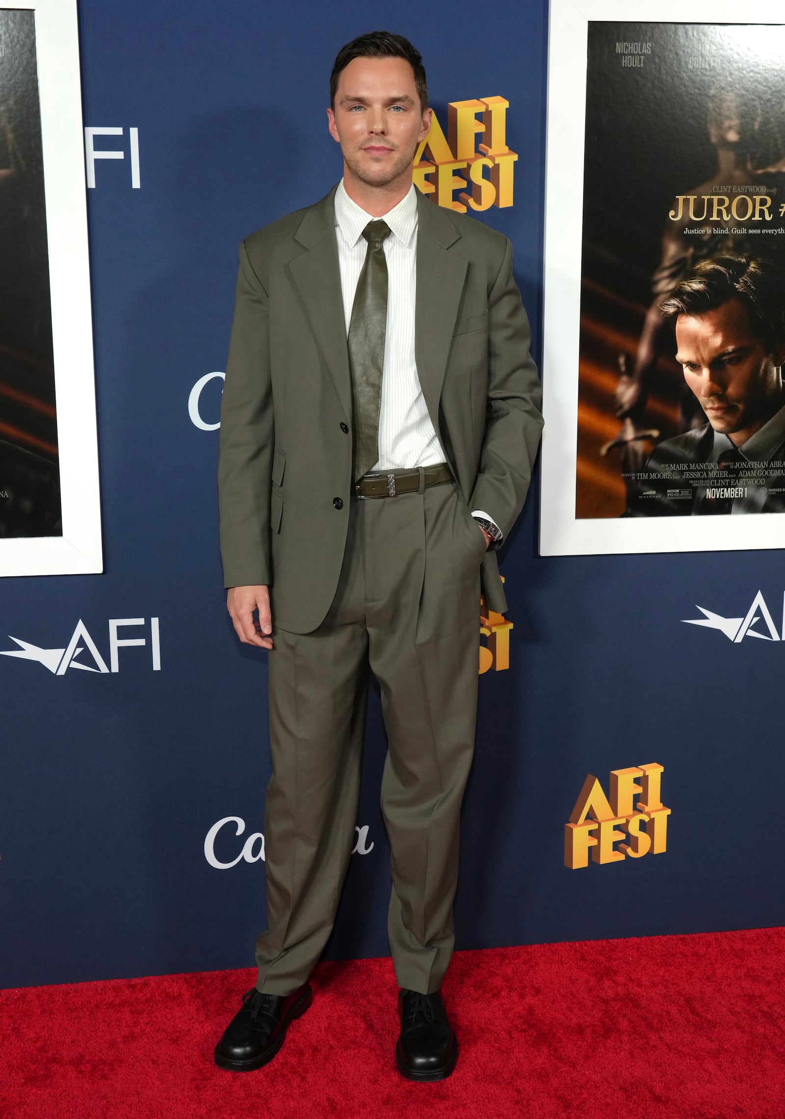 Nicholas Hoult arrives at the AFI Fest premiere of "Juror #2" on Sunday, Oct. 27, 2024, at TCL Chinese Theatre in Los Angeles. (Photo by Jordan Strauss/Invision/AP)