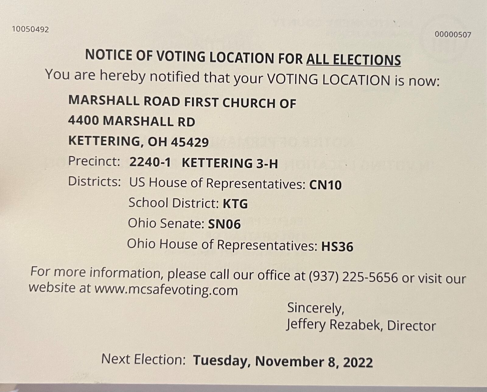 In late October 2022, the Montgomery County Board of Elections informed voters via postcard about changes in polling locations and legislative districts.