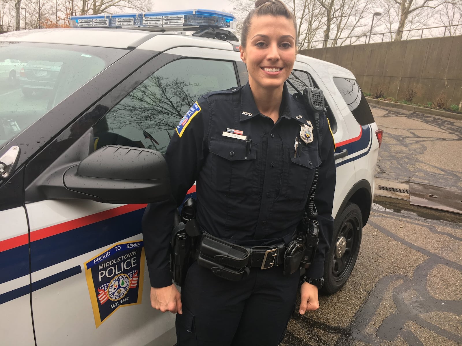 Jessica Payne, 28, a 2008 Lakota East High School graduate, is one of the 13 female police officers out of 70 officers in Middletown. 