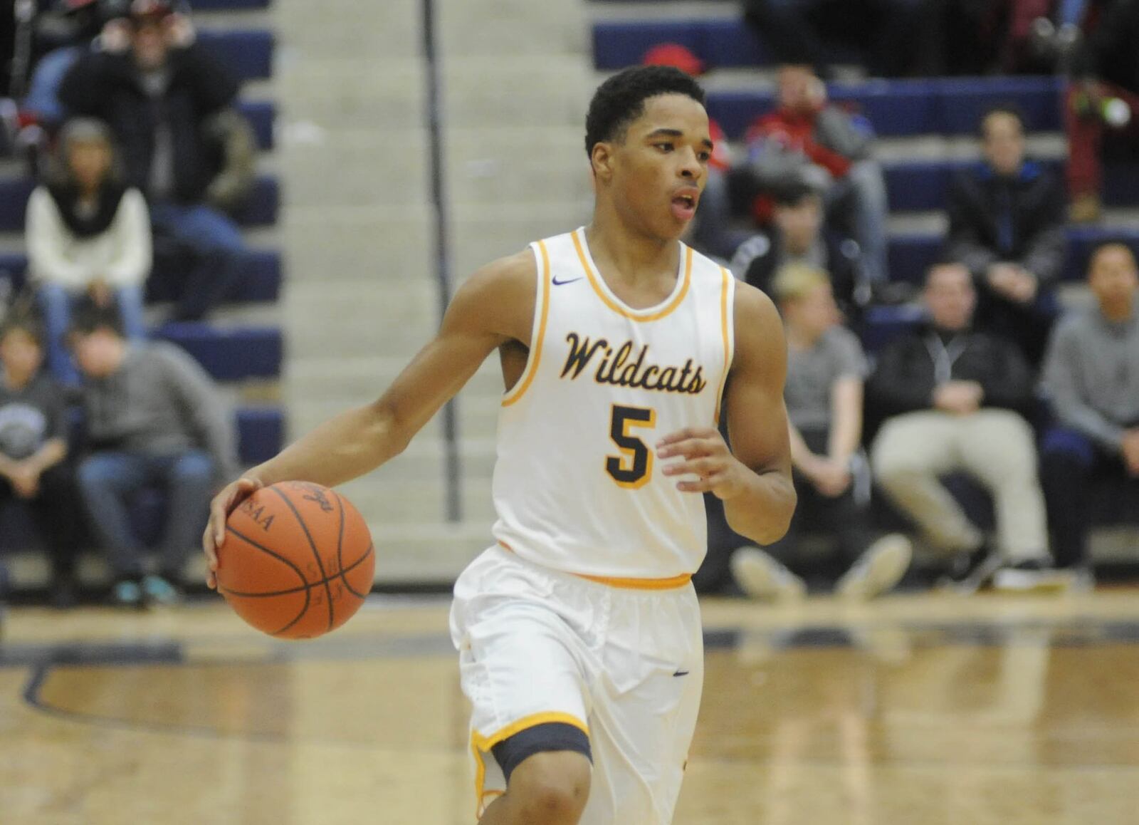 Springfield’s RaHeim Moss. Springfield defeated Cleveland Heights 73-67 in OT in the 16th annual Premier Health Flyin’ to the Hoop at Trent Arena in Kettering on Sun., Jan. 14, 2018. MARC PENDLETON / STAFF