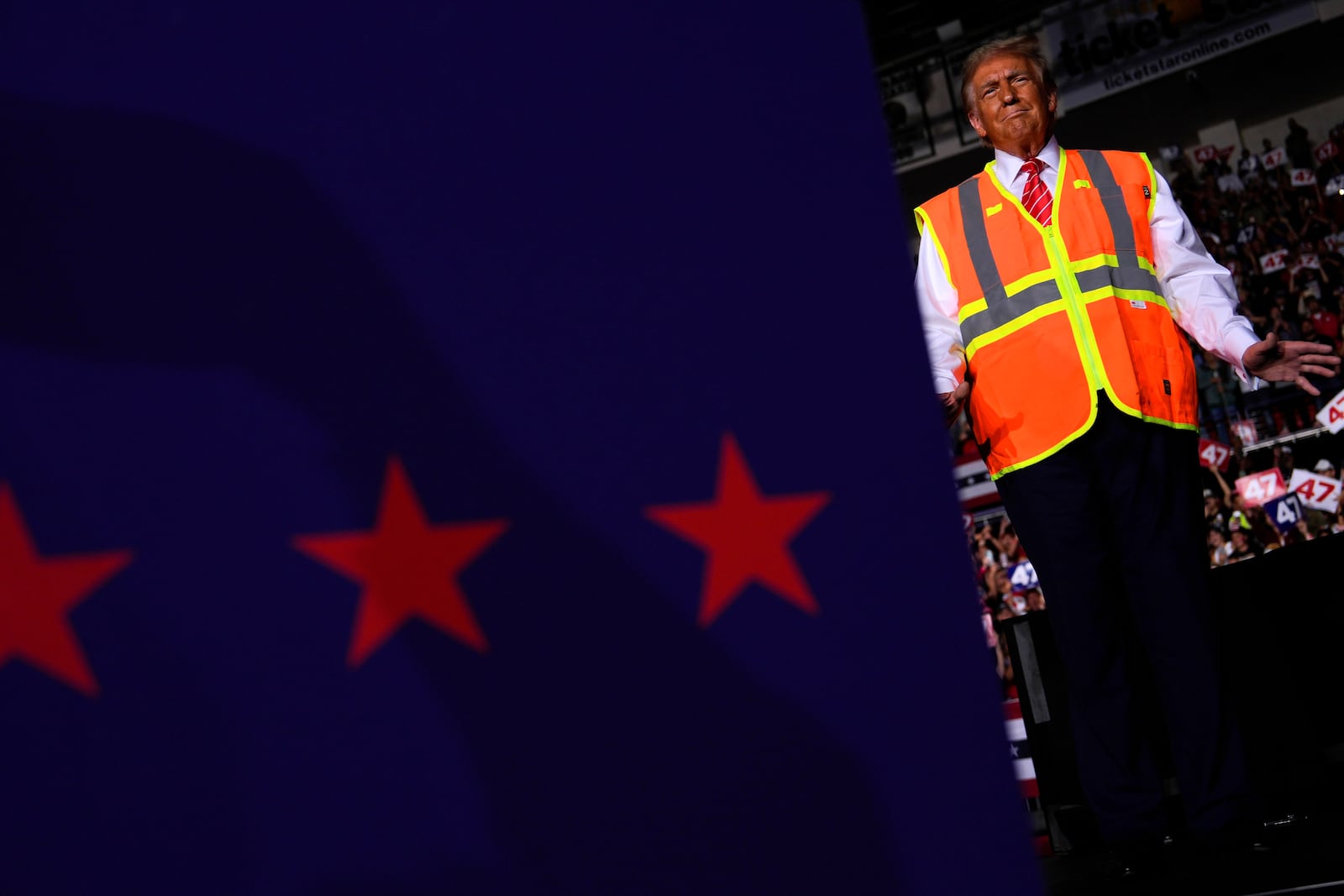 Republican presidential nominee former President Donald Trump arrives to speak at a campaign rally at Resch Center, Wednesday, Oct. 30, 2024, in Green Bay, Wis. (AP Photo/Julia Demaree Nikhinson)