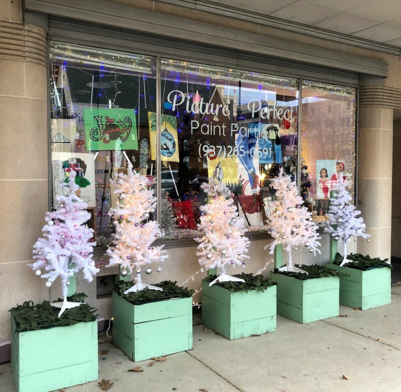 Picture Perfect Paint Parties , entrant in the Whimsical Windows decorating contest put on by the Downtown Dayton Partnership in 2021.