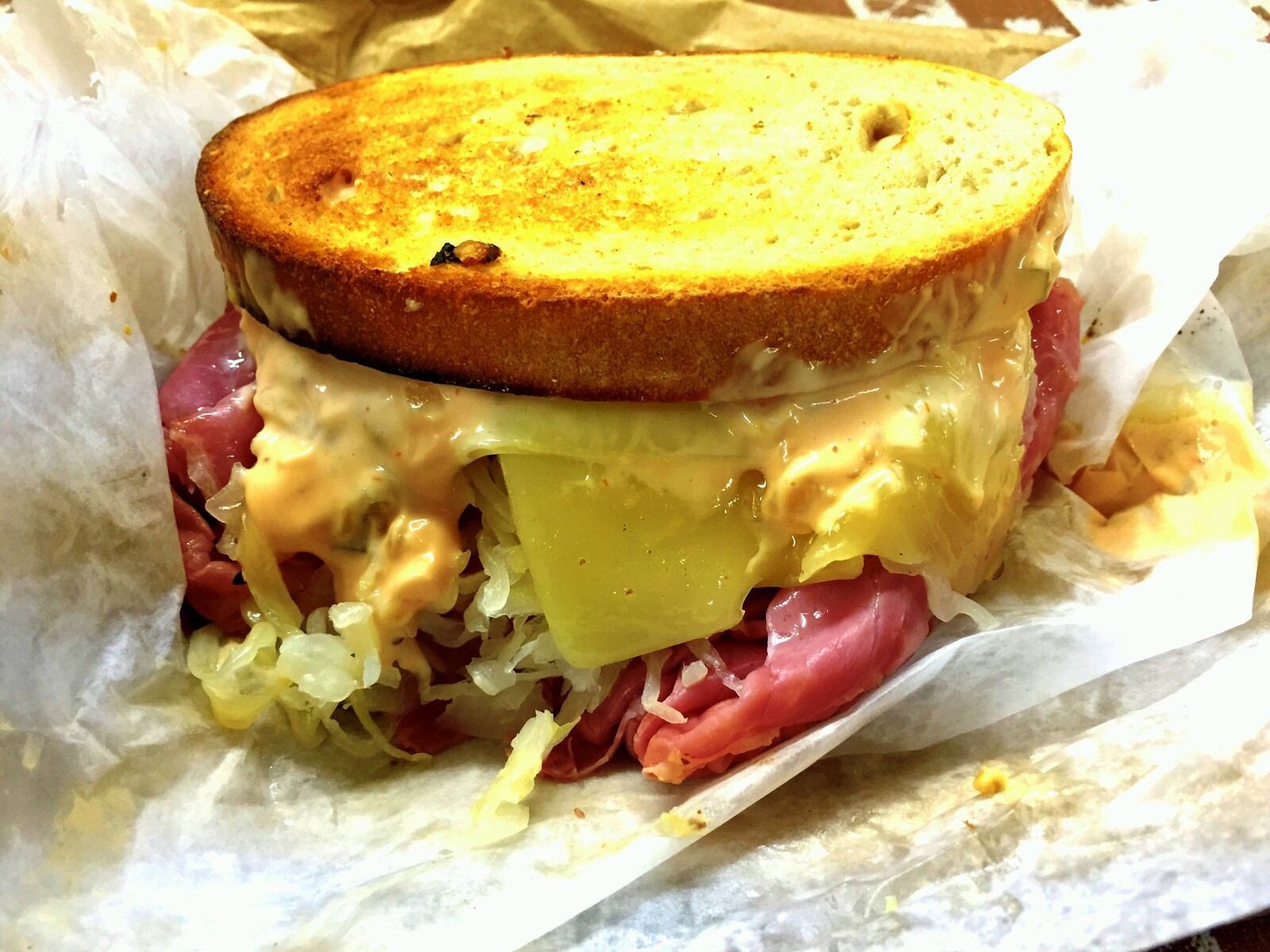 The Reuben sandwich from Charlie’s Deli and Catering made with corned beef, swiss cheese, 1000 island dressing, Woeber horseradish mustard and sauerkraut, toasted and melted on rye bread. CONTRIBUTED PHOTO BY ALEXIS LARSEN