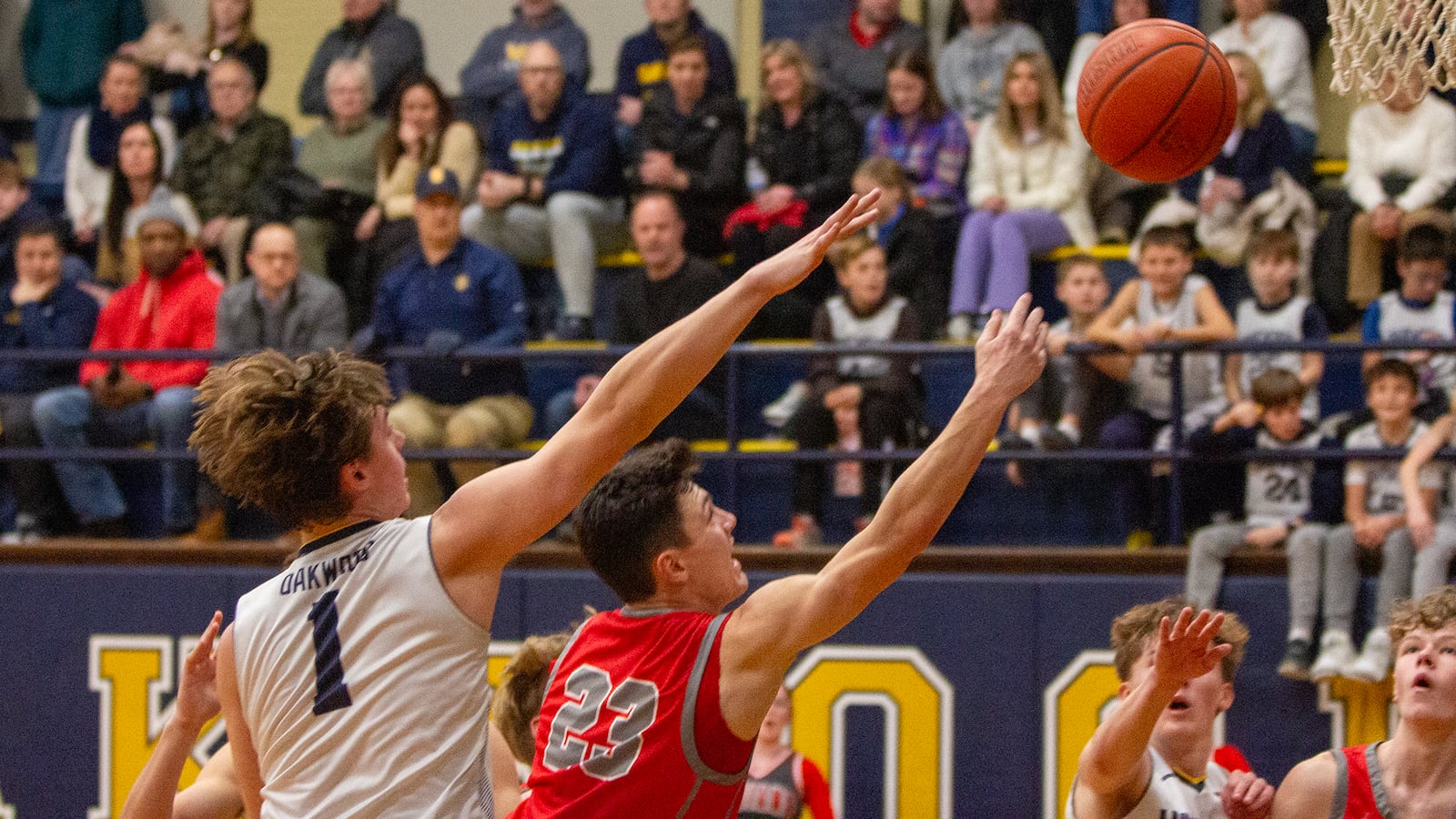 Carlisle's Blake Lawson (23) scored 25 points to lead the Indians in Friday night's loss at Oakwood. Jeff Gilbert/CONTRIBUTED