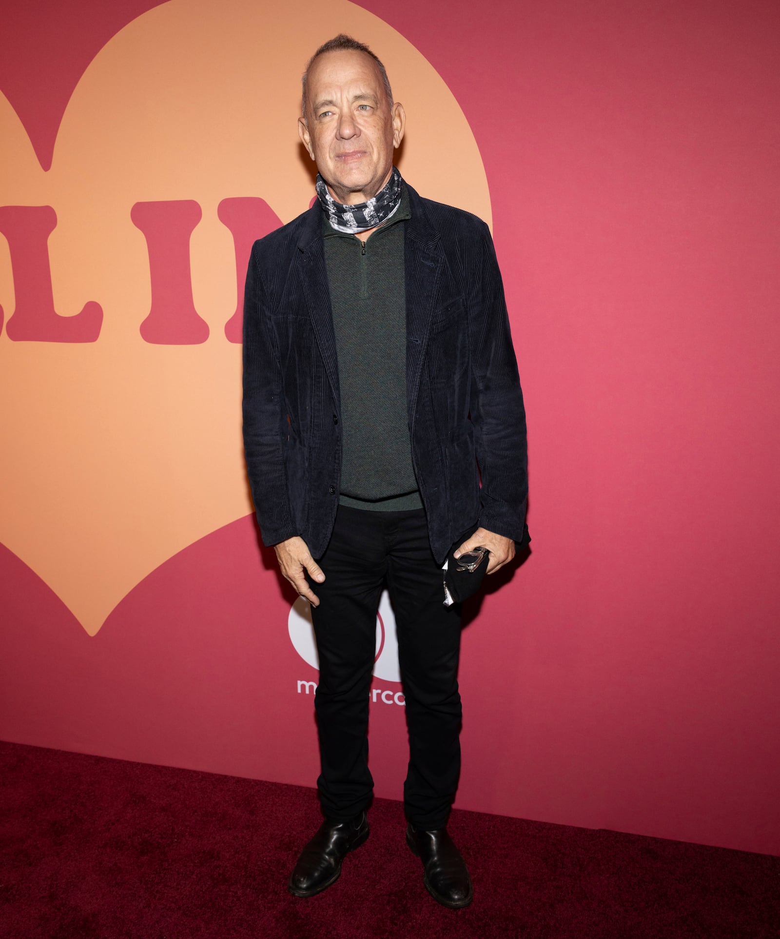 Tom Hanks attends a gala performance of "All In: Comedy About Love by Simon Rich" at the Hudson Theatre on Monday, Dec. 16, 2024, in New York. (Photo by CJ Rivera/Invision/AP)