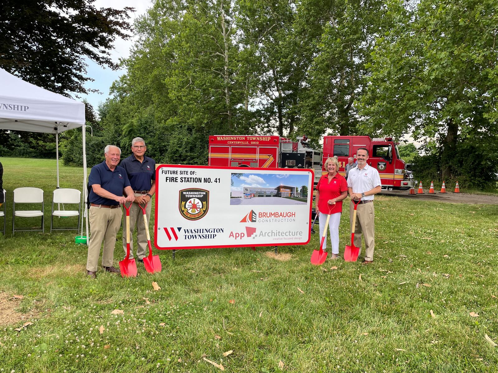 Construction on Washington Twp. Fire Department's new Fire Station 41 at 716 E. Franklin St. officially launched with a groundbreaking ceremony Tuesday, July 5, 2022. The new station will replace the existing fire station on Maple Avenue, which was built in 1969 and is the oldest of the township's five stations. CONTRIBUTED