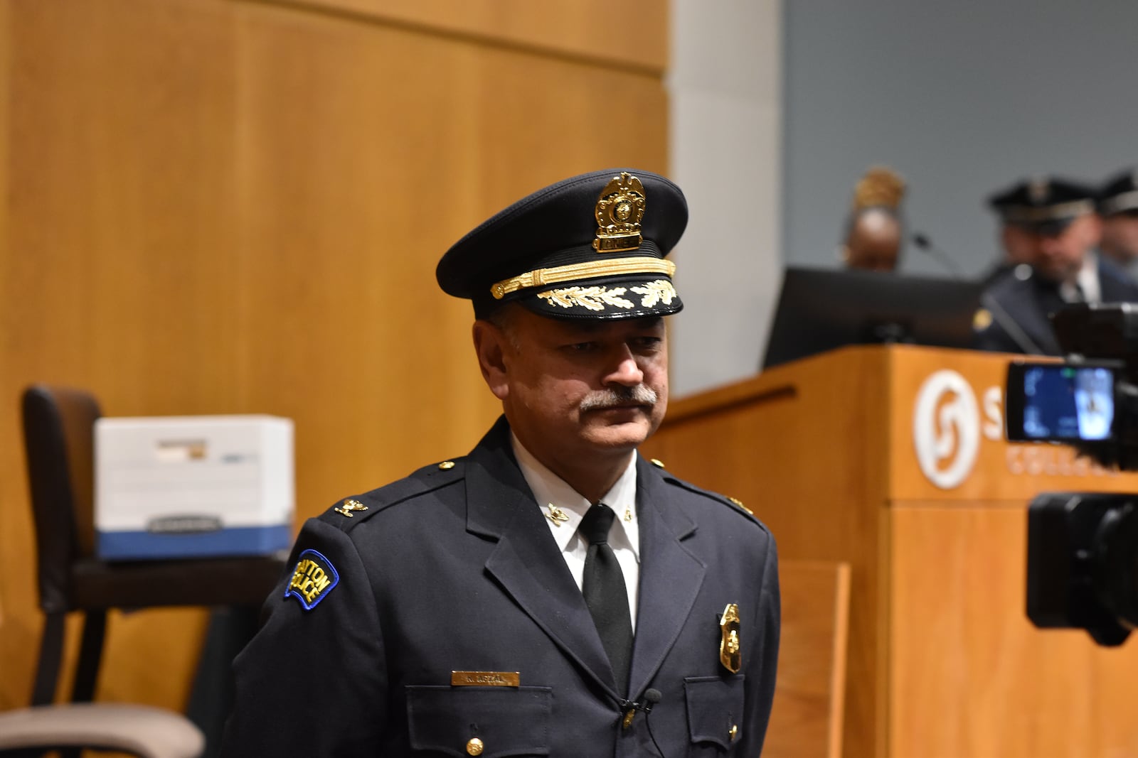 Dayton police Chief Kamran Afzal at the 114th recruit class graduation ceremony on Nov. 17, 2023, at Sinclair Community College. CORNELIUS FROLIK / STAFF