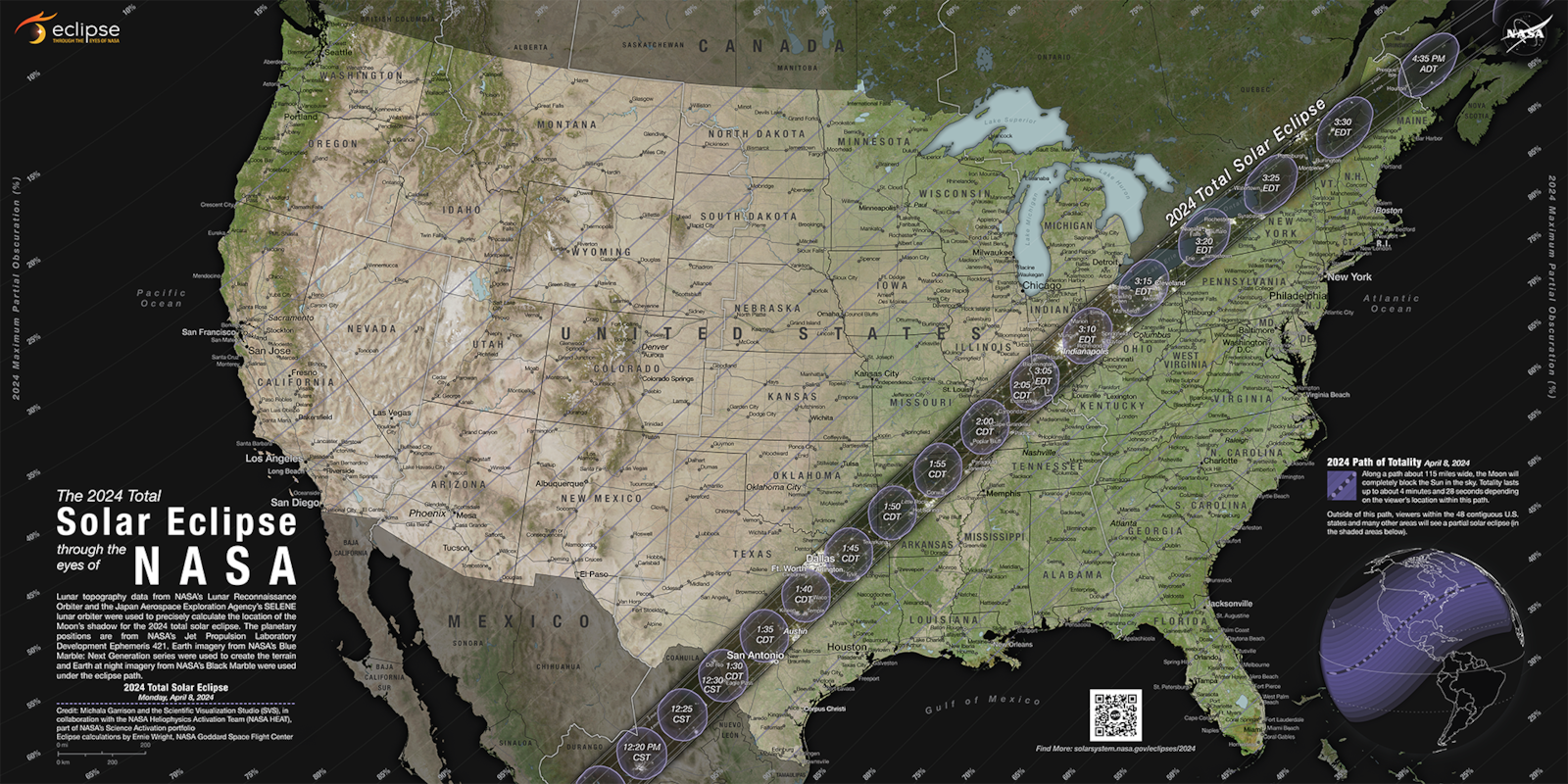 NASA has provided a total solar eclipse path map on its website. CREDIT: https://svs.gsfc.nasa.gov/