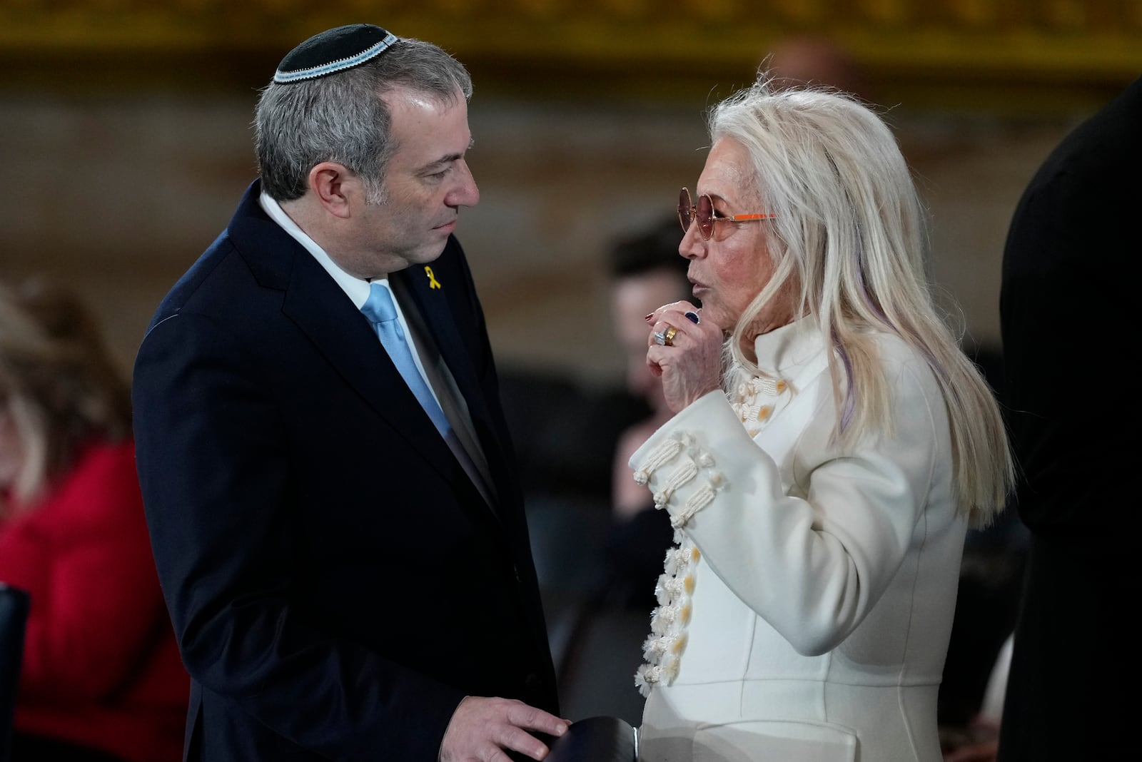 Miriam Adelson arrives before the 60th Presidential Inauguration in the Rotunda of the U.S. Capitol in Washington, Monday, Jan. 20, 2025. (AP Photo/Julia Demaree Nikhinson, Pool)