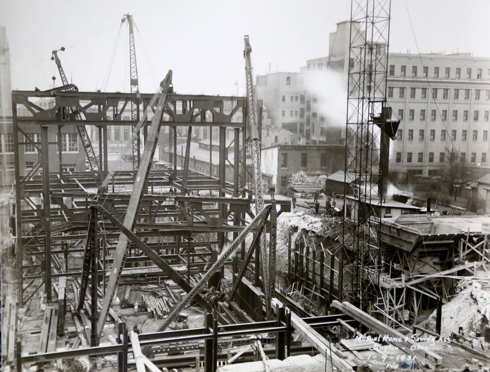 Construction continues on the Mutual Home Building in 1930. The Art-Deco skyscraper was built for the Mutual Home and Savings Association. LIBERTY TOWER ARCHIVES