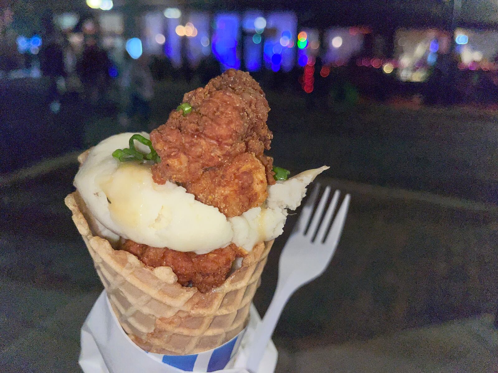 Pictured is Lily’s fried chicken and waffle cone. NATALIE JONES/STAFF