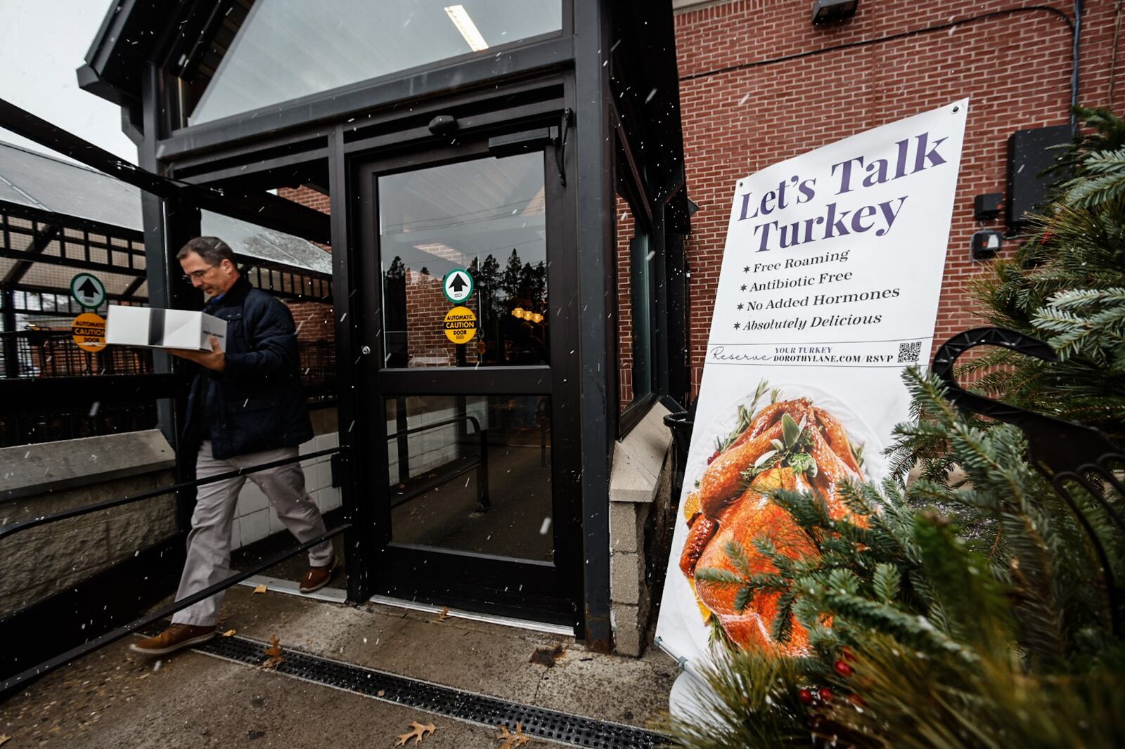 The Dorothy Lane Market in Oakwood has fresh turkeys and the best way to get one is to order ahead. JIM NOELKER/STAFF