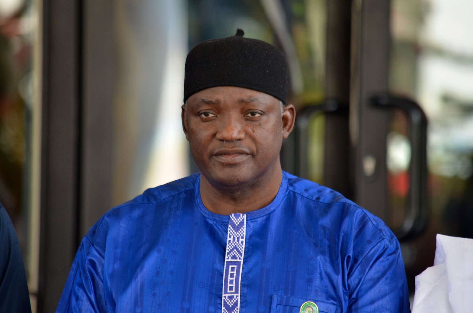 Gambia's President Adama Barrow, poses for a photo, prior to the start of the ECOWAS meeting, in Abuja, Nigeria, Sunday, Dec 15, 2024. (AP Photo/Olamikan Gbemiga)