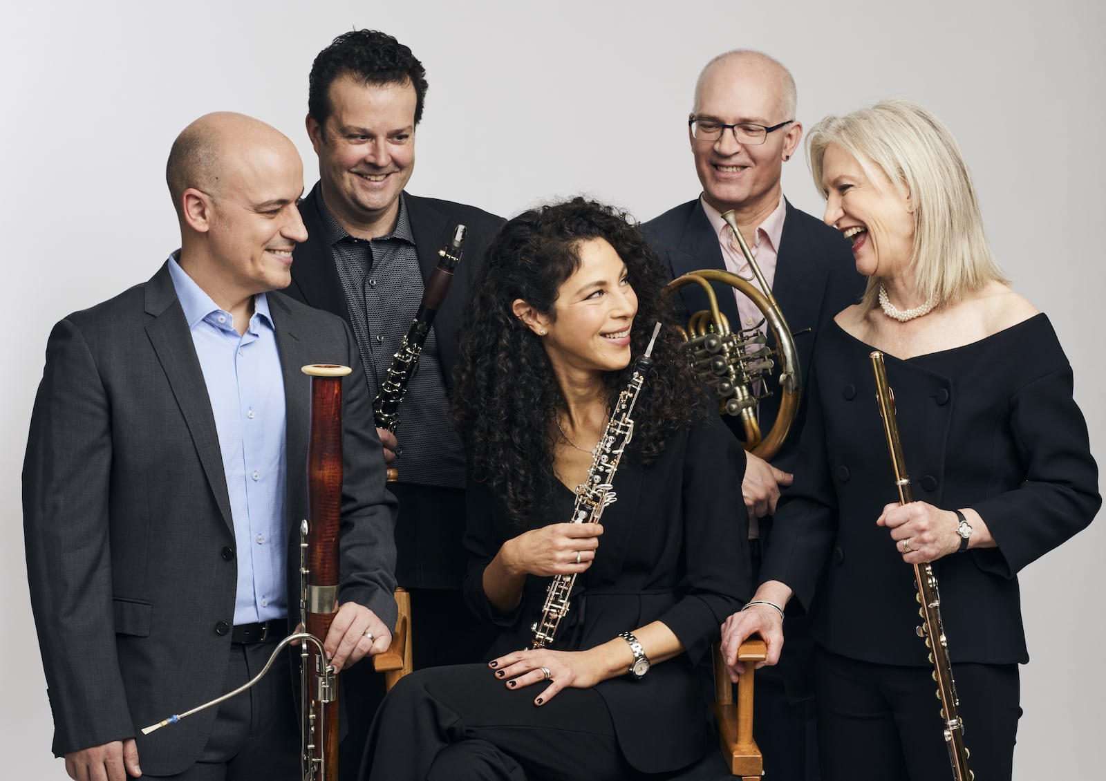 University of Dayton’s ArtsLIVE presents Dorian Wind Quintet, (left to right) Adrian Morejon, Benjamin Fingland, Roni Gal-Ed, Karl Kramer-Johansen and Gretchen Pusch, in UD’s Sears Recital Hall on Sunday, April 16. CONTRIBUTED