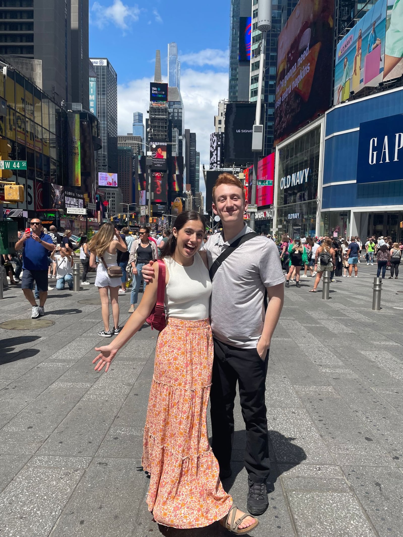 Maggie Weckesser and Patrick Comunale pose in Times Square while in New York City as Jimmy Award nominees. CONTRIBUTED