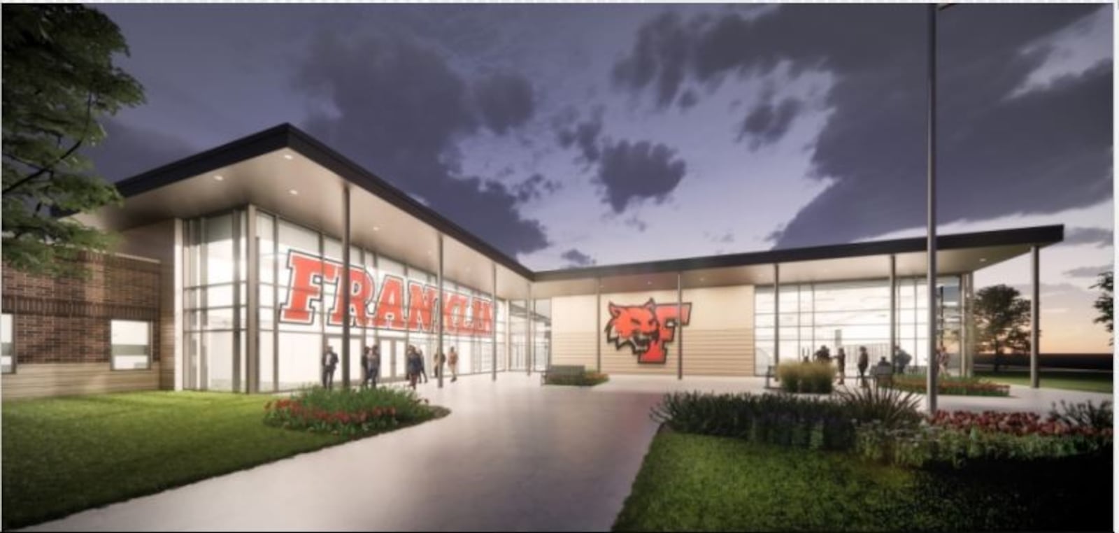 The Franklin Planning Commission gave limited approval to the major site plan for the new Franklin High School building so that plans could be submitted to the Warren County Building Department for review. This is an artist's rendition of what the new high school could look like.  CONTRIBUTED/FRANKLIN CITY SCHOOLS