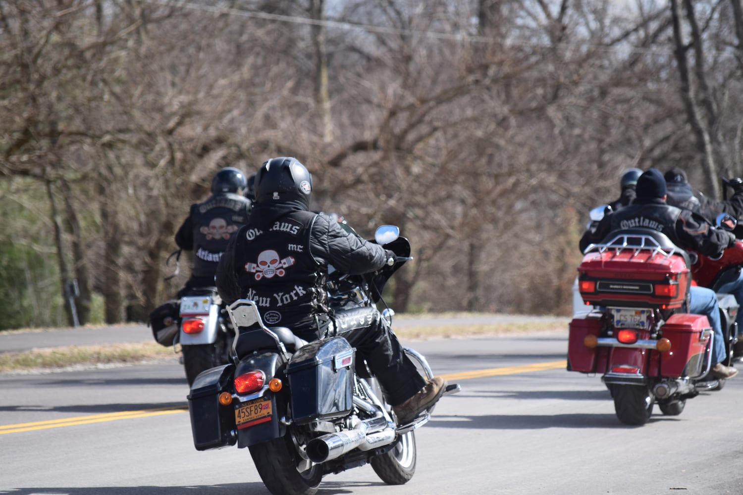 PHOTOS: Thousands of Outlaws attend motorcycle gang leaders funeral at Montgomery County Fairgrounds.