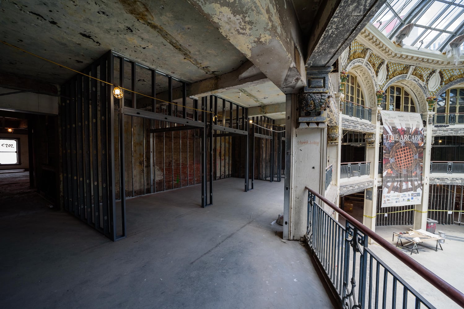 Photos of Dayton Arcade construction progress summer 2020