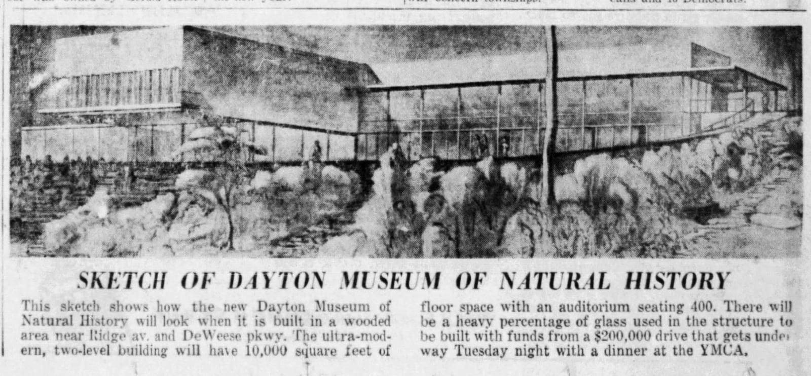 A 1955 artist rendering of plans for what would become the Boonshoft Museum of Discovery. DAYTON DAILY NEWS  ARCHIVES