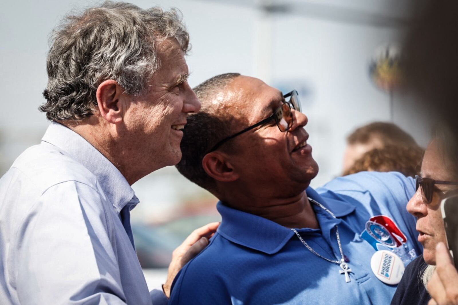 U.S. Senator Sherrod Brown, D-Ohio, (left) held a rally at IBEW Local 82 on Poe Ave. Friday October 4, 2024. With a month until the November election, Brown is campaigning across the state. Jim Noelker/Staff