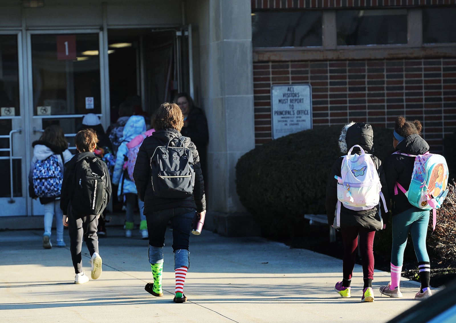 Start of the school day Thursday, March 21, 2024 at Broadway Elementary School in Tipp City. MARSHALL GORBY\STAFF