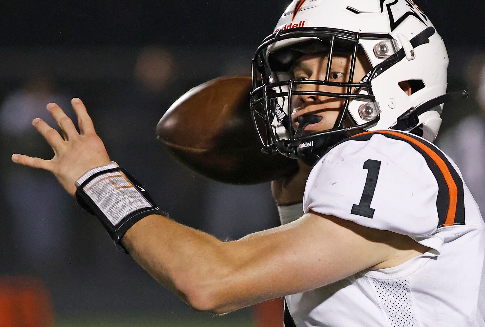 Waynesville's Alex Amburgy throws a pass during a playoff game against Valley View last season. BILL LACKEY/STAFF