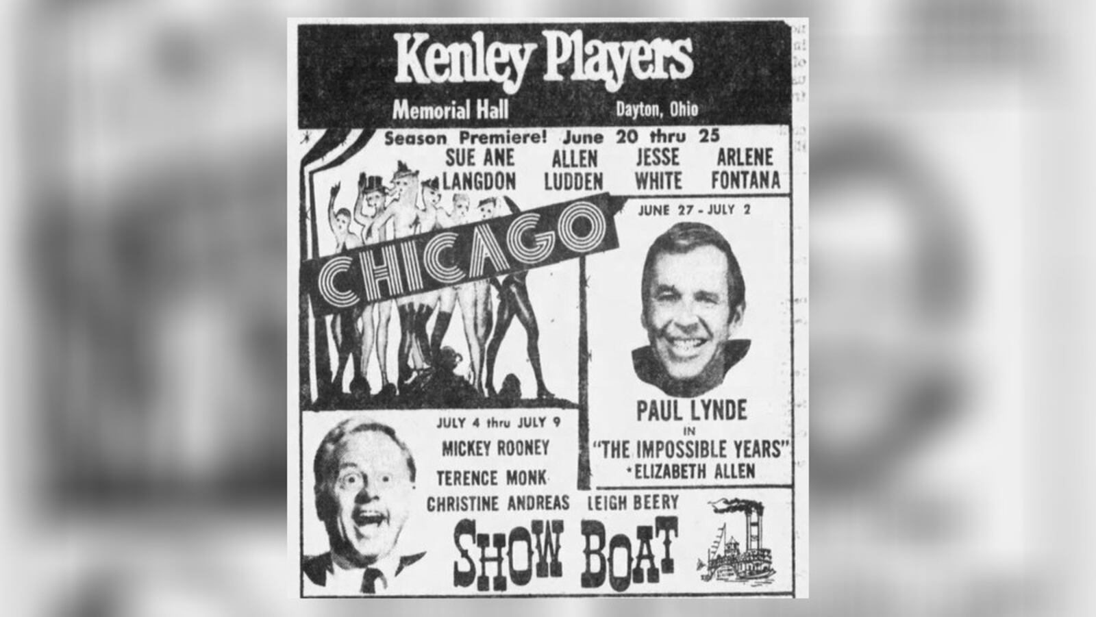 ActorS Paul Lynde and Mickey Rooney were part of the Kenley Players acting troupe. DAYTON DAILY NEWS ARCHIVES