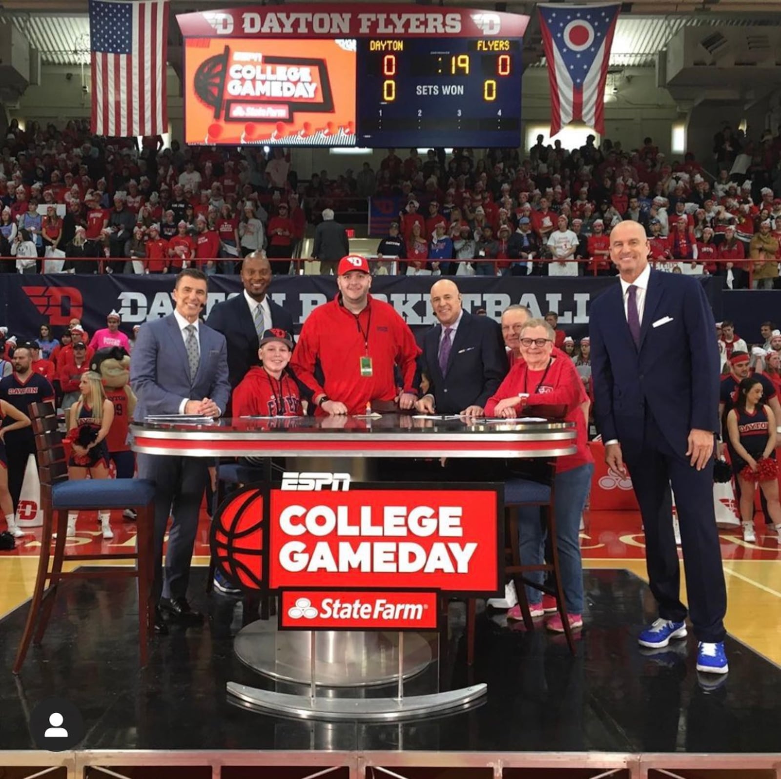 The scene at ESPN's College GameDay at the Frericks Center on March 7, 2020, in Dayton. Photo submitted by Joe DiMatteo