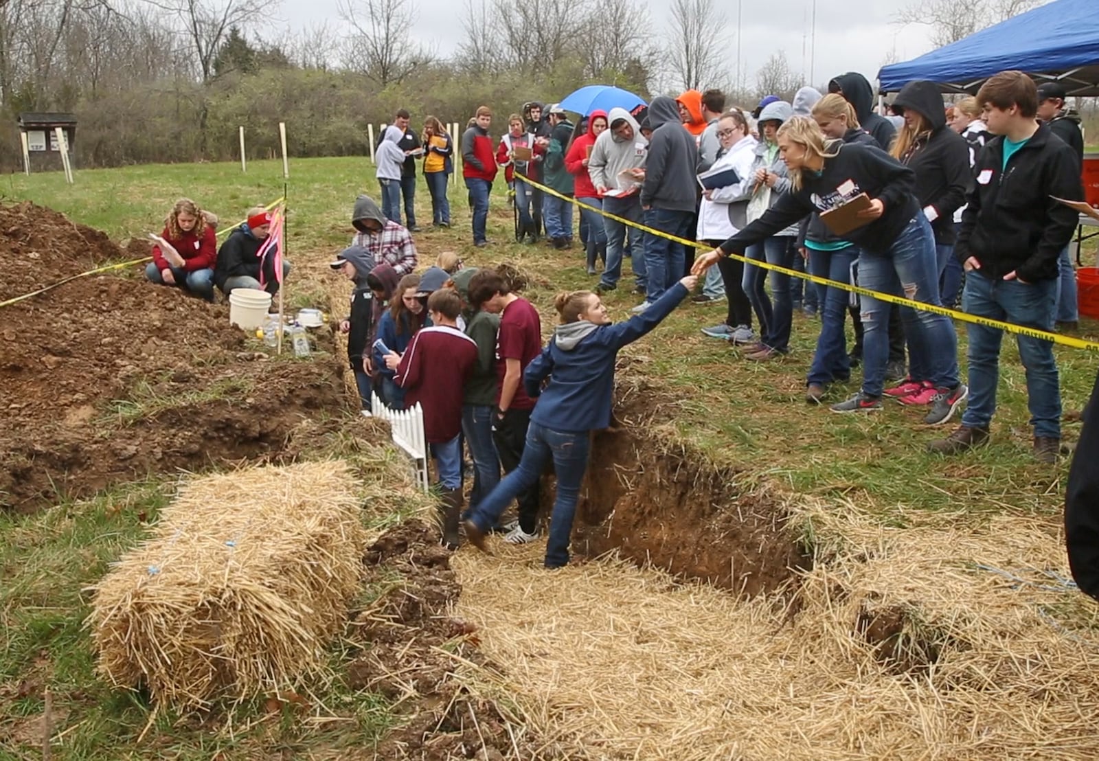 About 500 high school students from 18 southwest Ohio counties participated in the 2018 Evirothon at Possum Creek MetroPark.  Teams of 5 students each were tested on their knowledge of natural resources in Ohio in categories including soils, wildlife, forestry, and aquatics for a chance to advance to the State Envirothon.    TY GREENLEES / STAFF