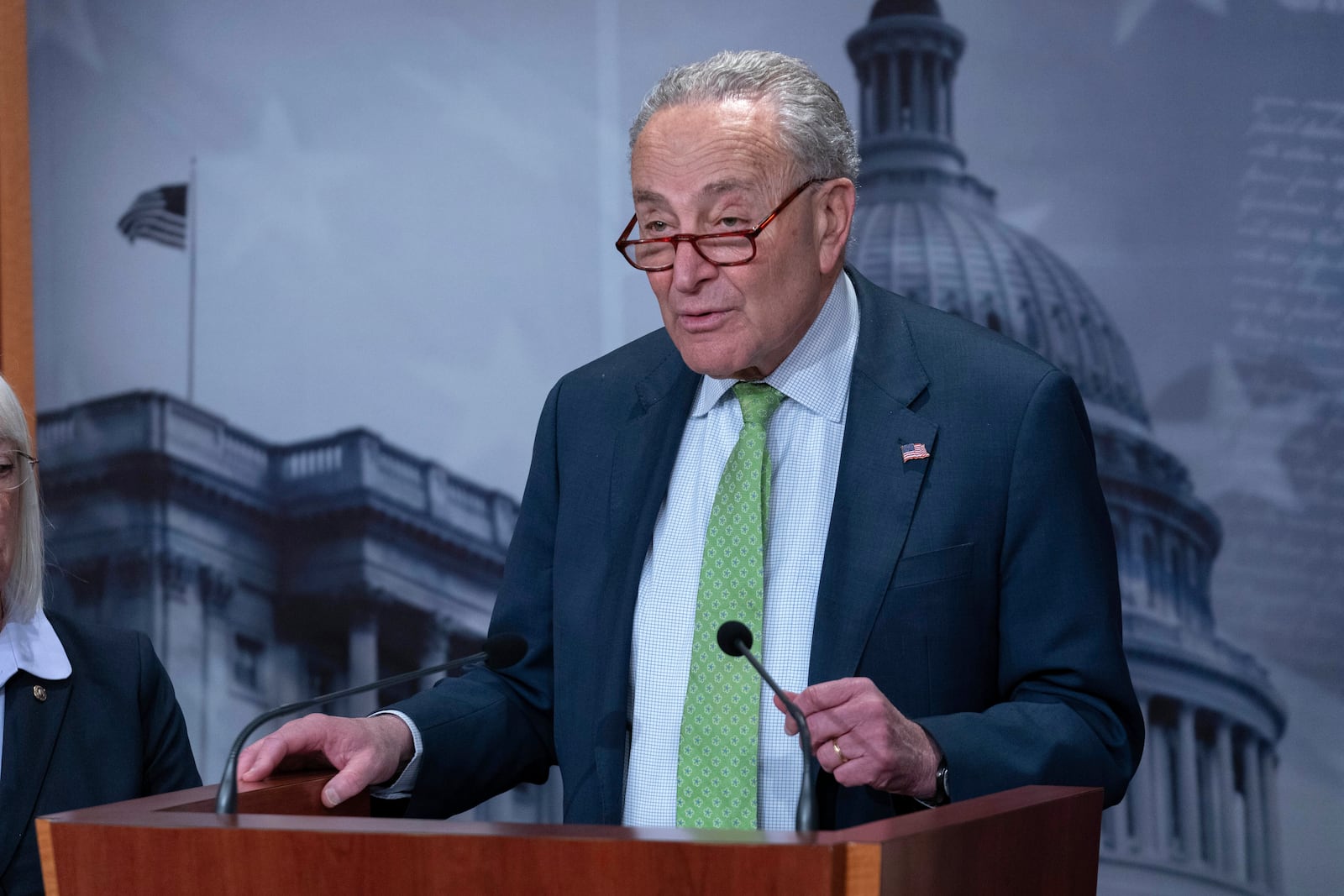 Senate Minority Leader Chuck Schumer, D-N.Y., speaks during a news conference on Capitol Hill in Washington, Wednesday, Jan. 22, 2025. (AP Photo/Jose Luis Magana)