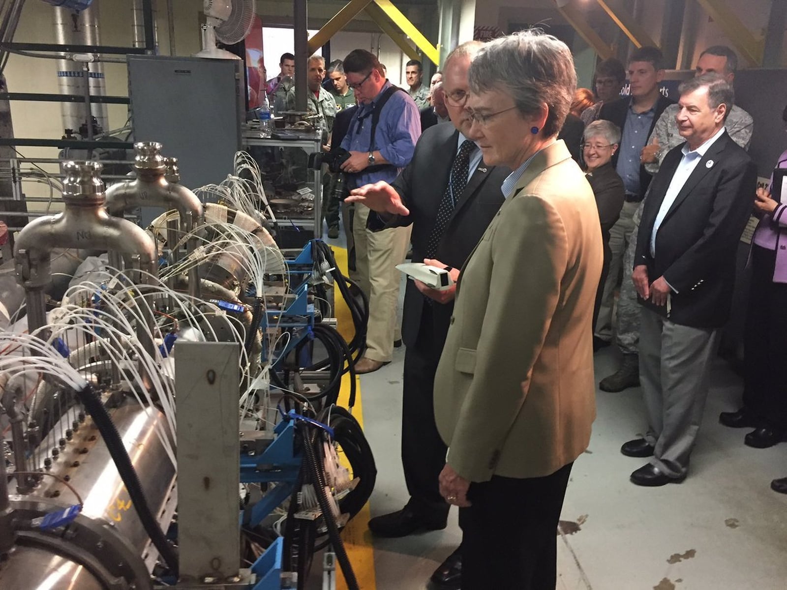 During a 2017 visit to Wright-Patterson, Air Force Secretary Heather Wilson toured the Air Force Research Laboratory. ” Taking a closer look at the responsive, relevant and revolutionary work @Team_AFRL has been doing for 100 years,” she wrote on her Twitter page. CONTRIBUTED