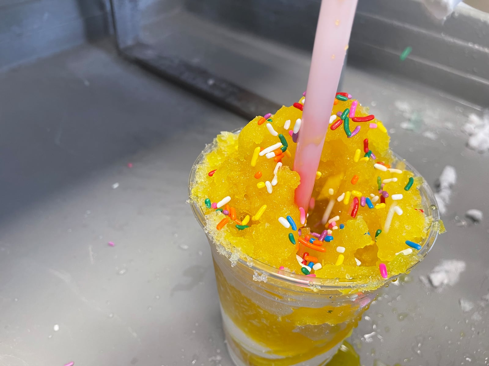 Ducky’s Snowballs and Ice Cream is located at 100 W. Market St. in Troy. Owner Donald Butler makes a stuffed snowball. NATALIE JONES/STAFF