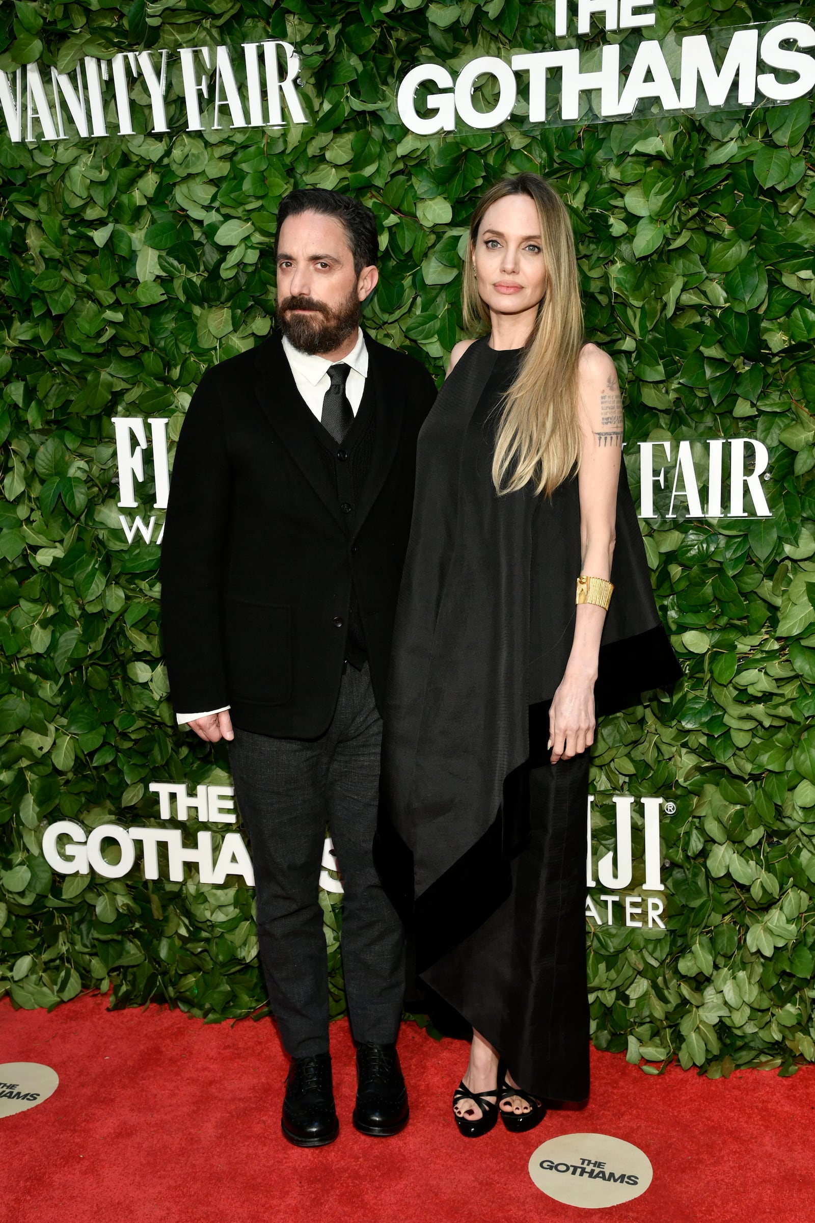 Pablo Larrain, left, and Angelina Jolie attend The Gothams Film Awards at Cipriani Wall Street on Monday, Dec. 2, 2024, in New York. (Photo by Evan Agostini/Invision/AP)