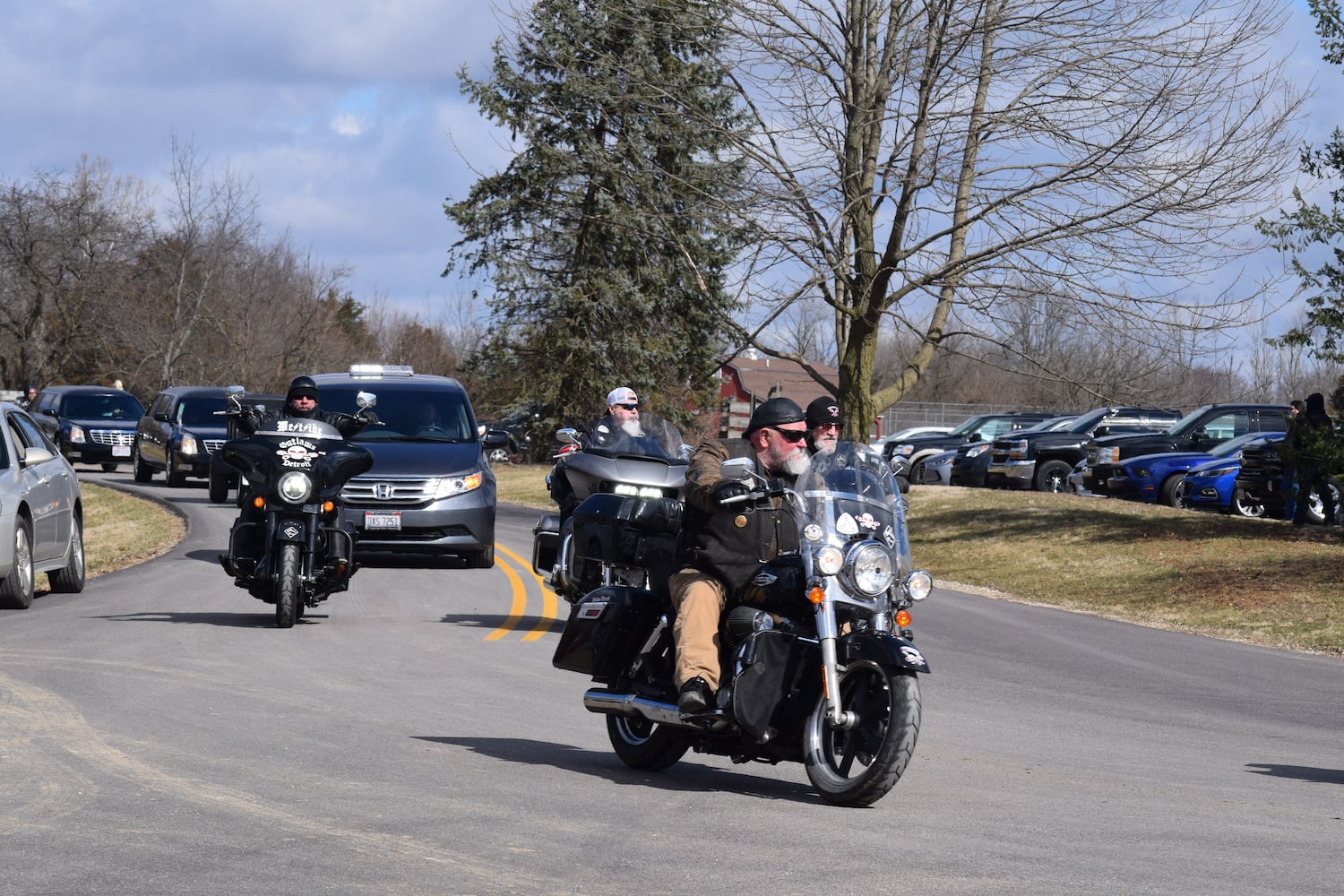 PHOTOS: Thousands of Outlaws attend motorcycle gang leaders funeral at Montgomery County Fairgrounds.