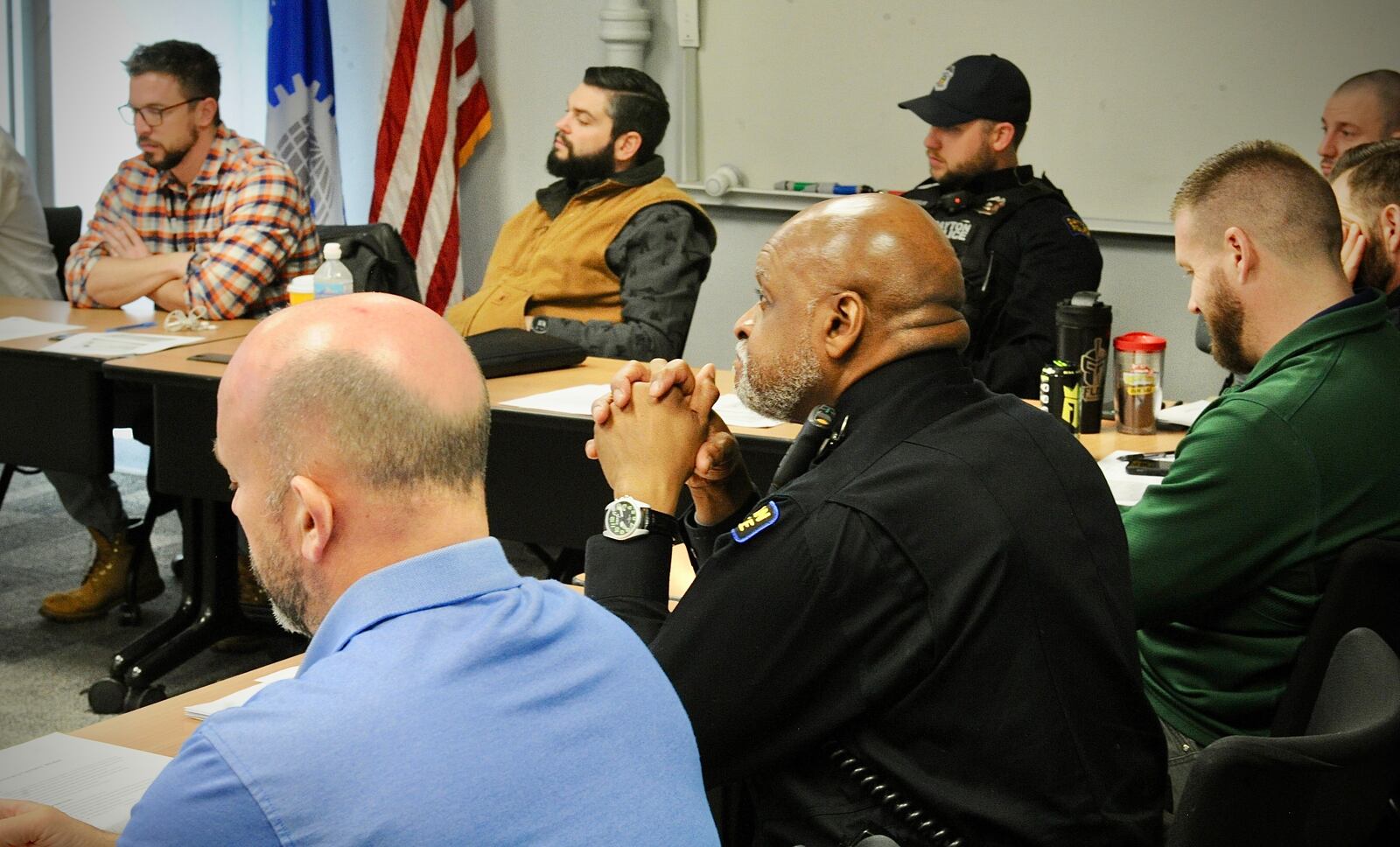 On Wednesday morning, March 2, 2022 about 18 Dayton Police officers took part in accessibility and accommodation training put on the Adult Advocacy Centers and Deaf World Against Violence Everywhere (DWAVE). MARSHALL GORBY\STAFF