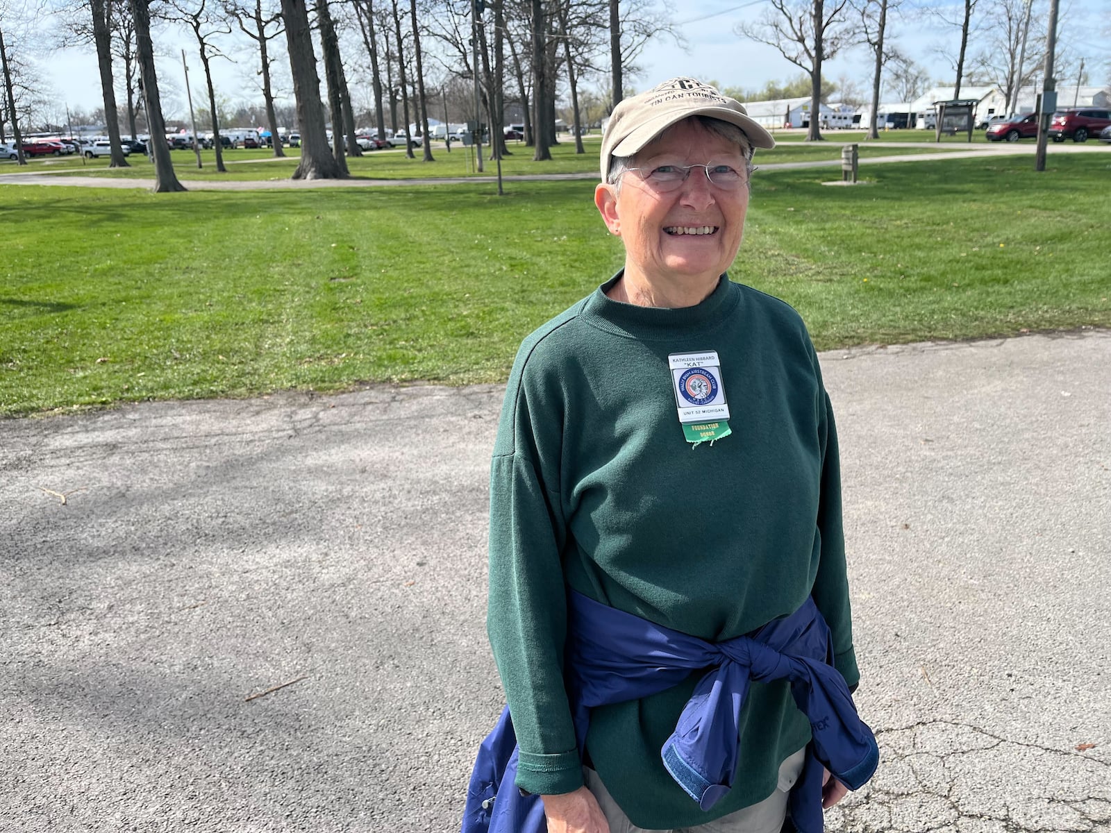 Kat Hibbard of Benzonia, Michigan is a retired accountant for a corporate bee hive company. She traveled five and half hours to Darke County to watch the solar eclipse on Monday, April 8, 2024. RICH GILLETTE/STAFF PHOTO