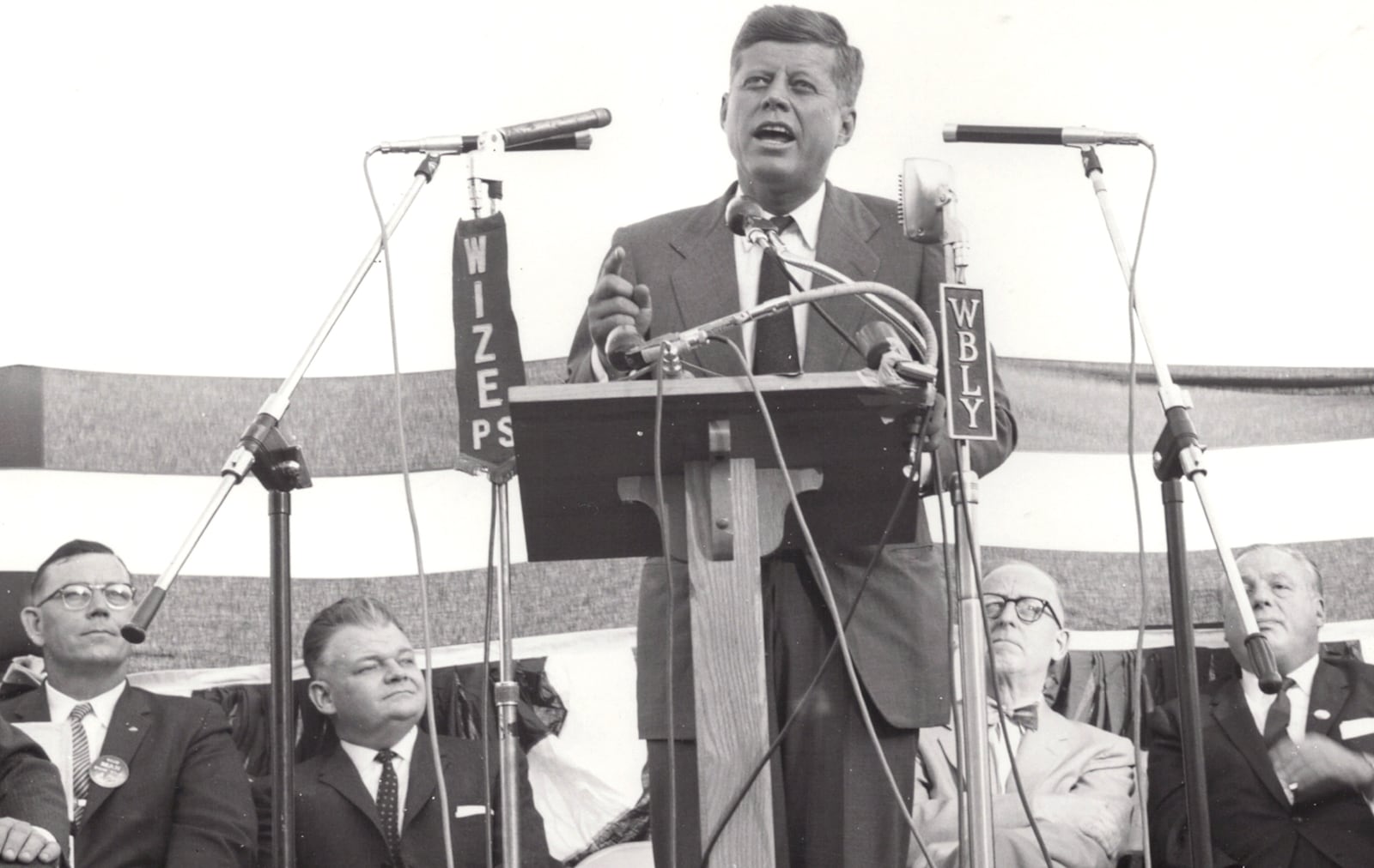 Sen. John F. Kennedy's speaks to a crowd at Witternberg College Stadium Oct. 17, 1960, during his presidential campaign. DAYTN DAILY NEWS ARCHIVE