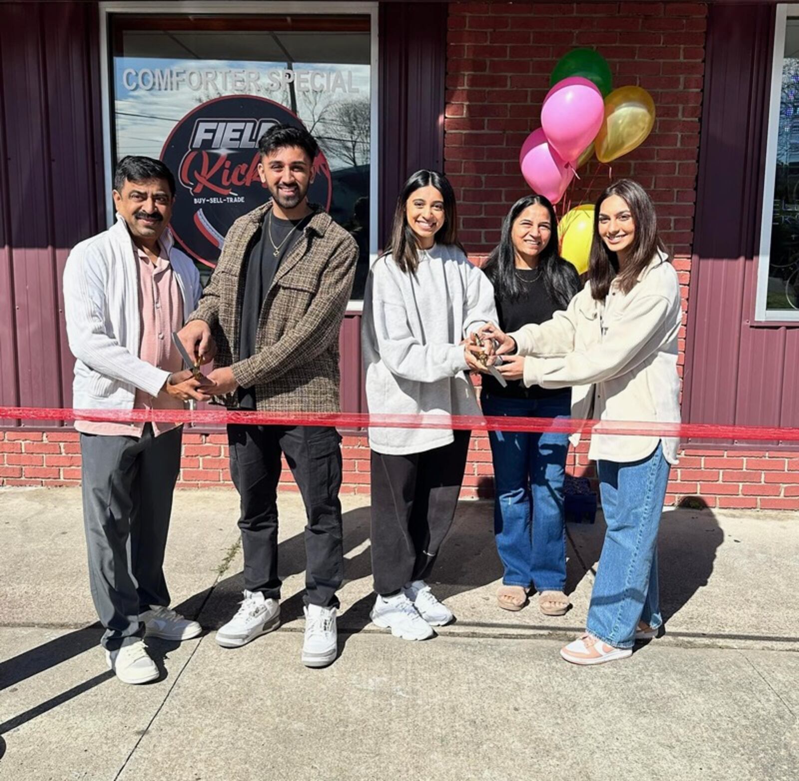 Field Kicks, a buy-sell-trade sneaker and apparel store, held a grand opening and ribbon cutting on April 7 at 1109 N. Plum St. with owner Paavan Patel (second from left), and (from left to right) his dad, Paresh, sister, Saiyami, mom, Arpita, and girlfriend, Nidhi. Contributed