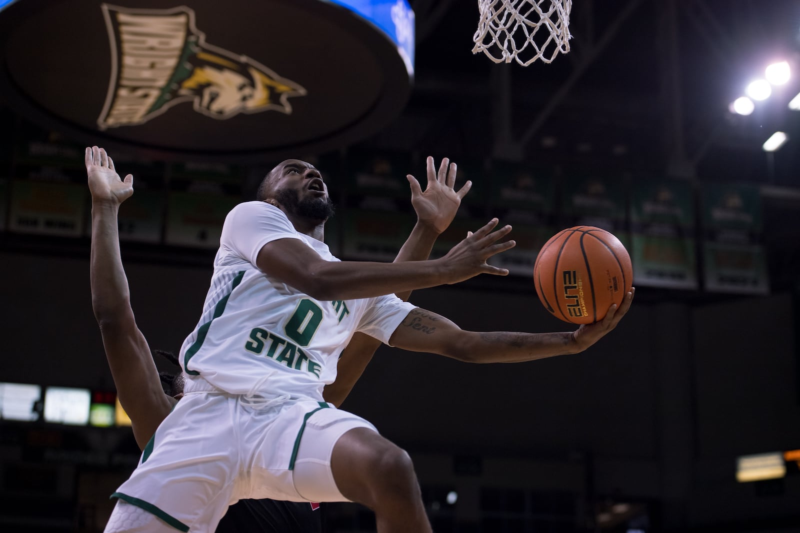 Wright State's Amari Davis goes up for two of his 15 points in Wednesday's win over IUPUI at the Nutter Center. Joe Craven/Wright State Athletics