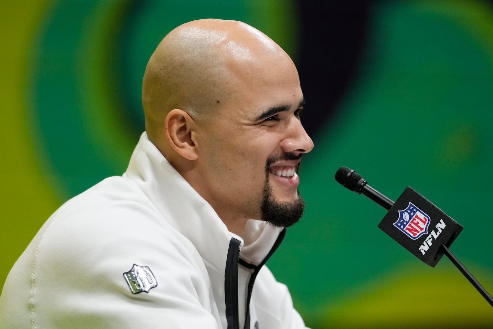 Philadelphia Eagles linebacker Zack Baun (53) participates during Super Bowl 59 Opening Night, Monday, Feb. 3, 2025, in New Orleans, ahead of the NFL football game between the Philadelphia Eagles and the Kansas City Chiefs Sunday. (AP Photo/Matt York)