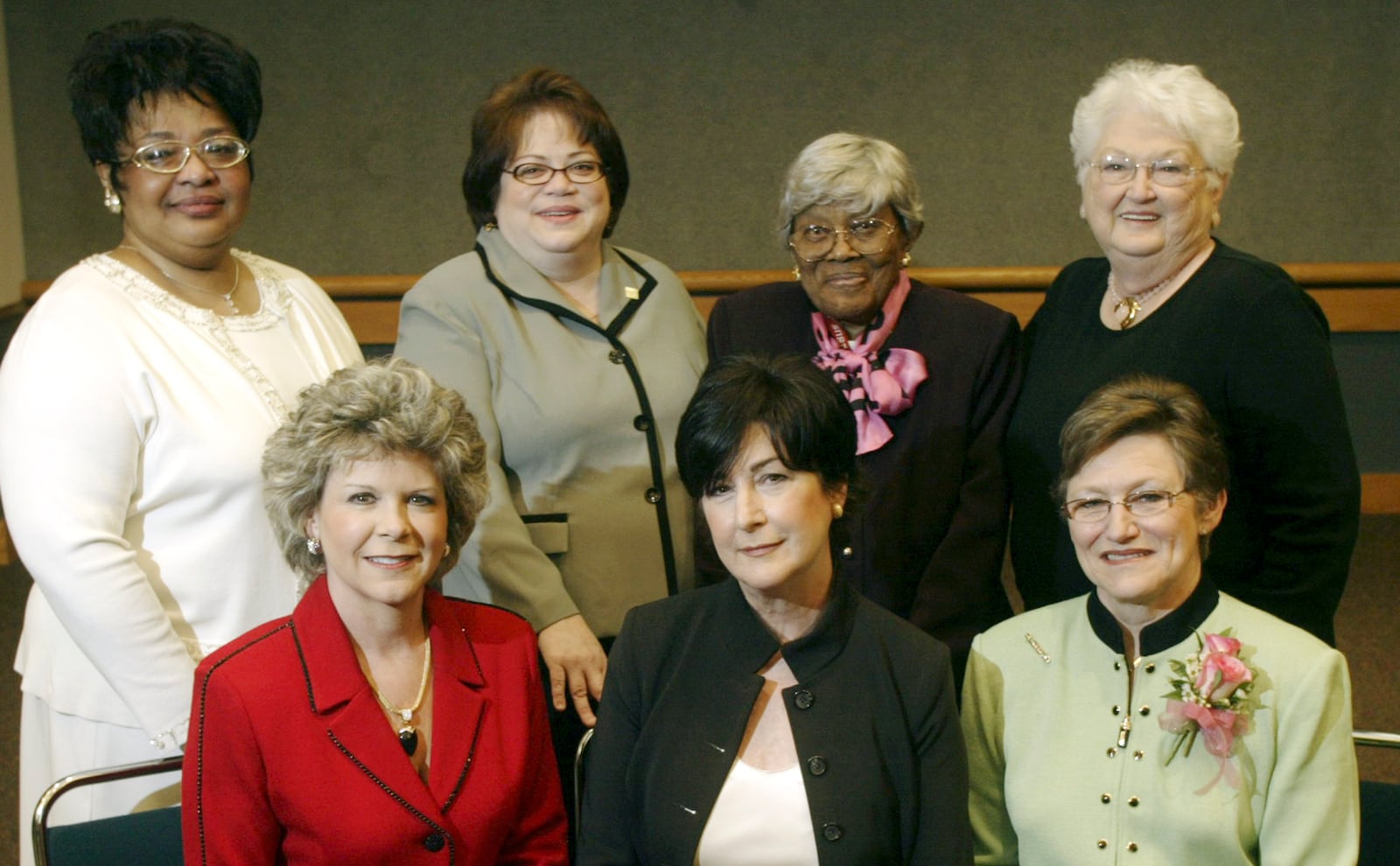 The 2007 Women of Influence honorees are: front, left to right, Patricia McDonald, Linda Menz, and Judy M. Slanker; back, left to right, Idotha Bootsie Neal, Denise Rehg, Mattie W. Lyle, and Lela Estes. Not pictured is YWCA Lifetime Achievement Honoree Helen E. Jones-Kelley. Staff photo by Chris Stewart