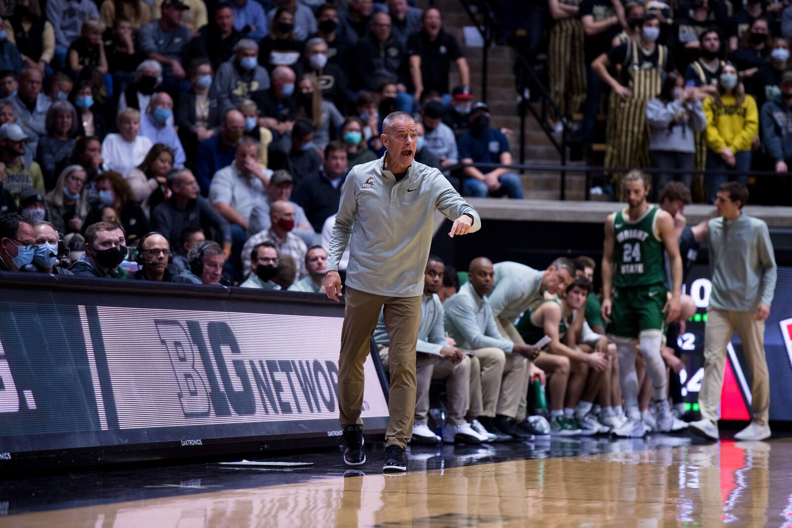 Wright State coach Scott Nagy on the sidelines during a game at Purdue on Nov., 16, 2021. Joe Craven/Wright State Athletics