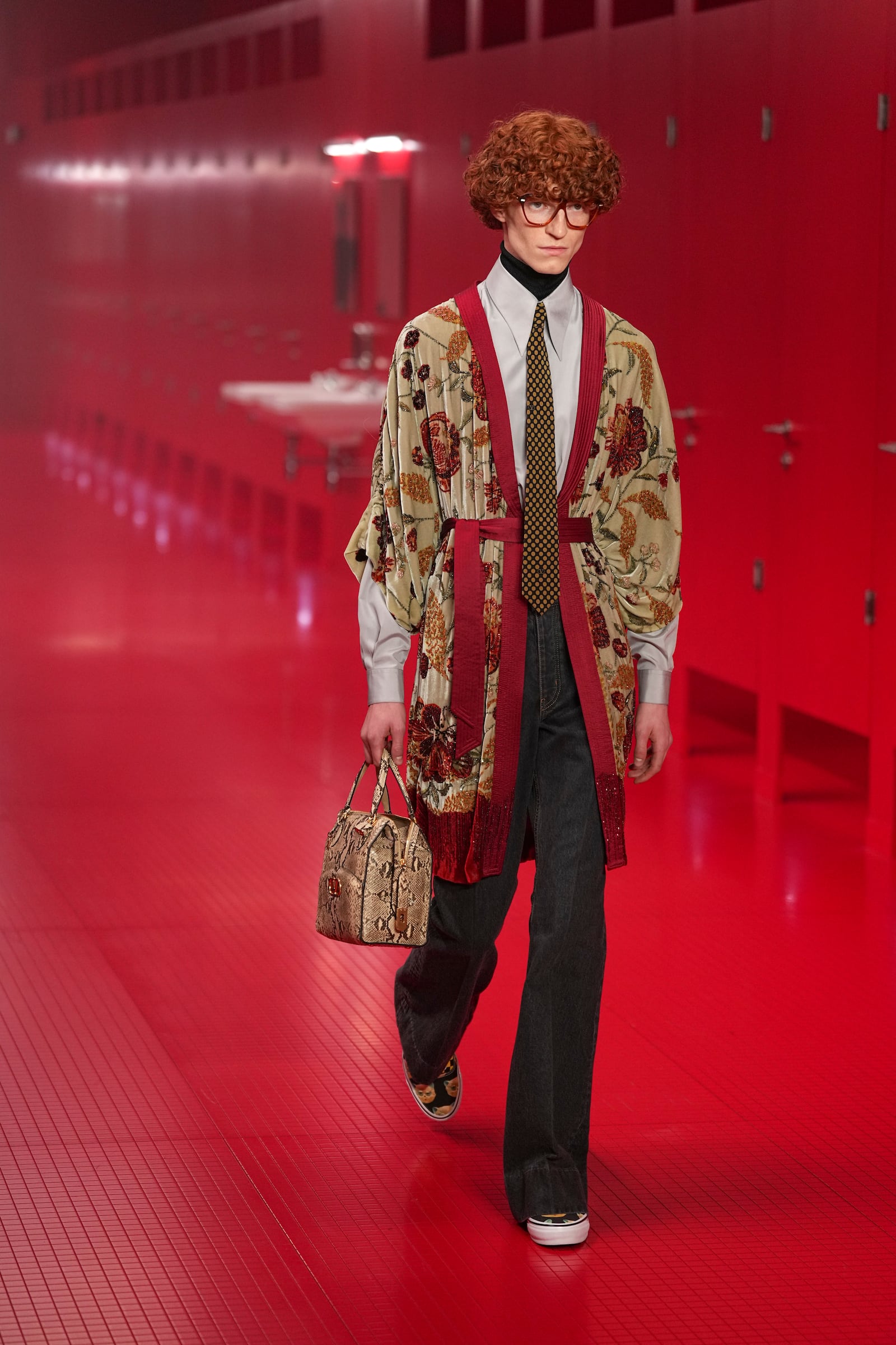 A model wears a creation as part of the Valentino Fall/Winter 2025-2026 Womenswear collection presented in Paris, Sunday, March 9, 2025. (Photo by Scott A Garfitt/Invision/AP)