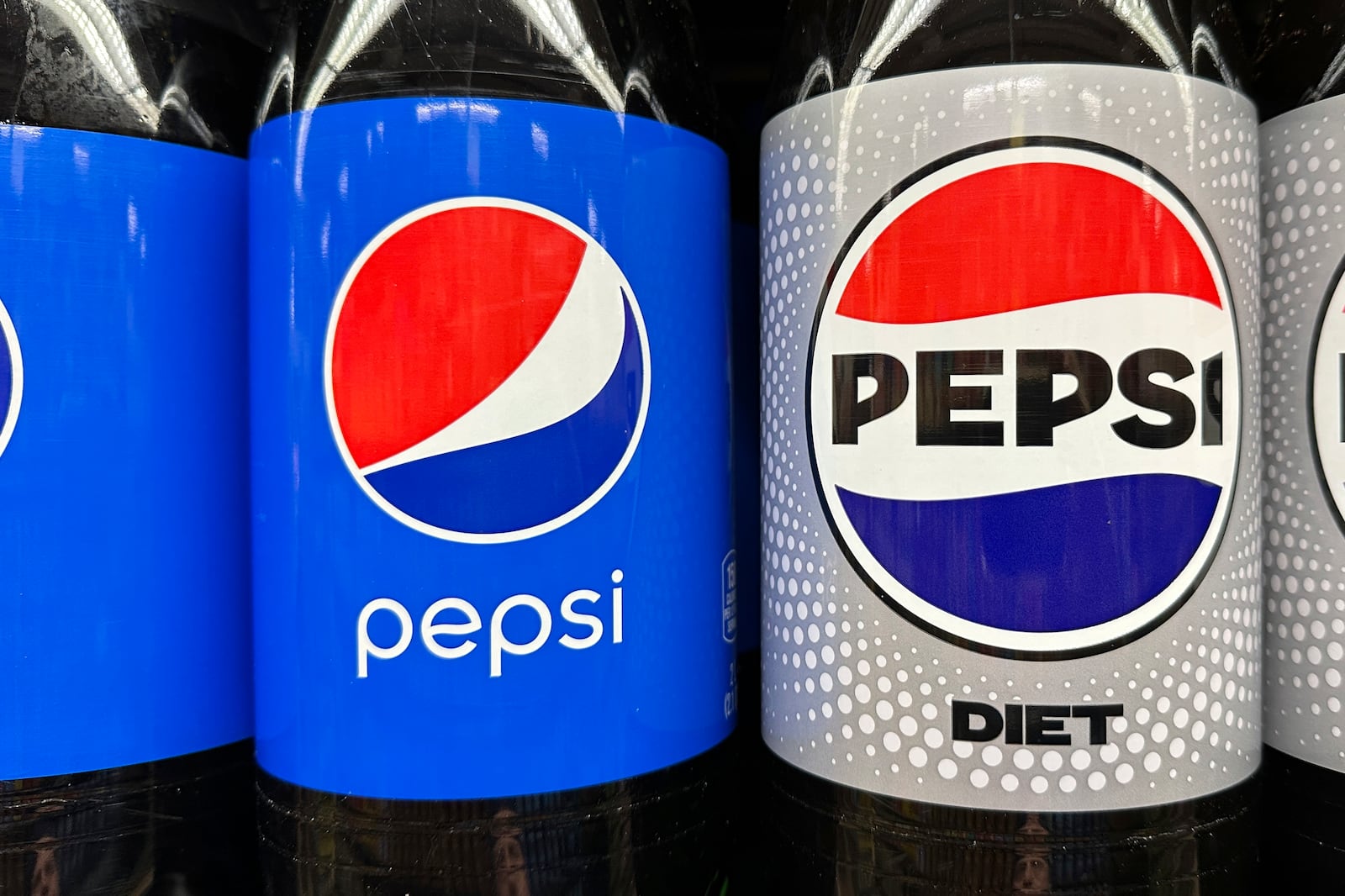 FILE - Pepsi soft drinks in plastic bottles are on sale at a grocery store in New York on Weds., Nov. 15, 2023. (AP Photo/Ted Shaffrey, File)