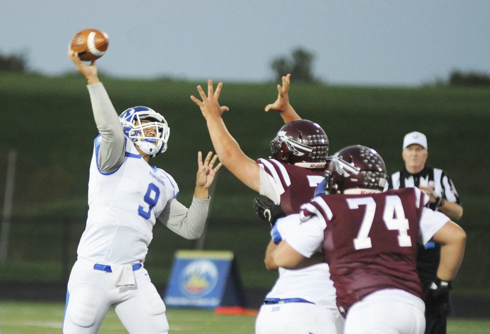 Miamisburg QB Tate Vongsy surpassed Matt Muncy as the Vikings’ all-time career offensive leader during a 13-12 loss at Lebanon in a Week 8 high school football game on Thursday, Oct. 11, 2018. MARC PENDLETON / STAFF