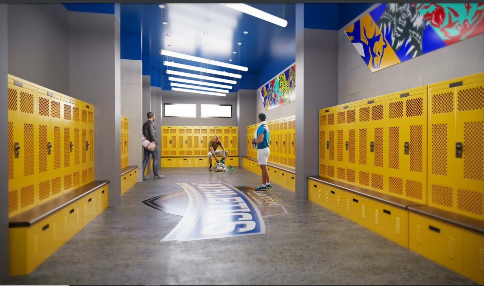 A rendering of what the locker rooms could look like inside of the renovated Welcome Stadium. Courtesy of Dayton Public Schools.