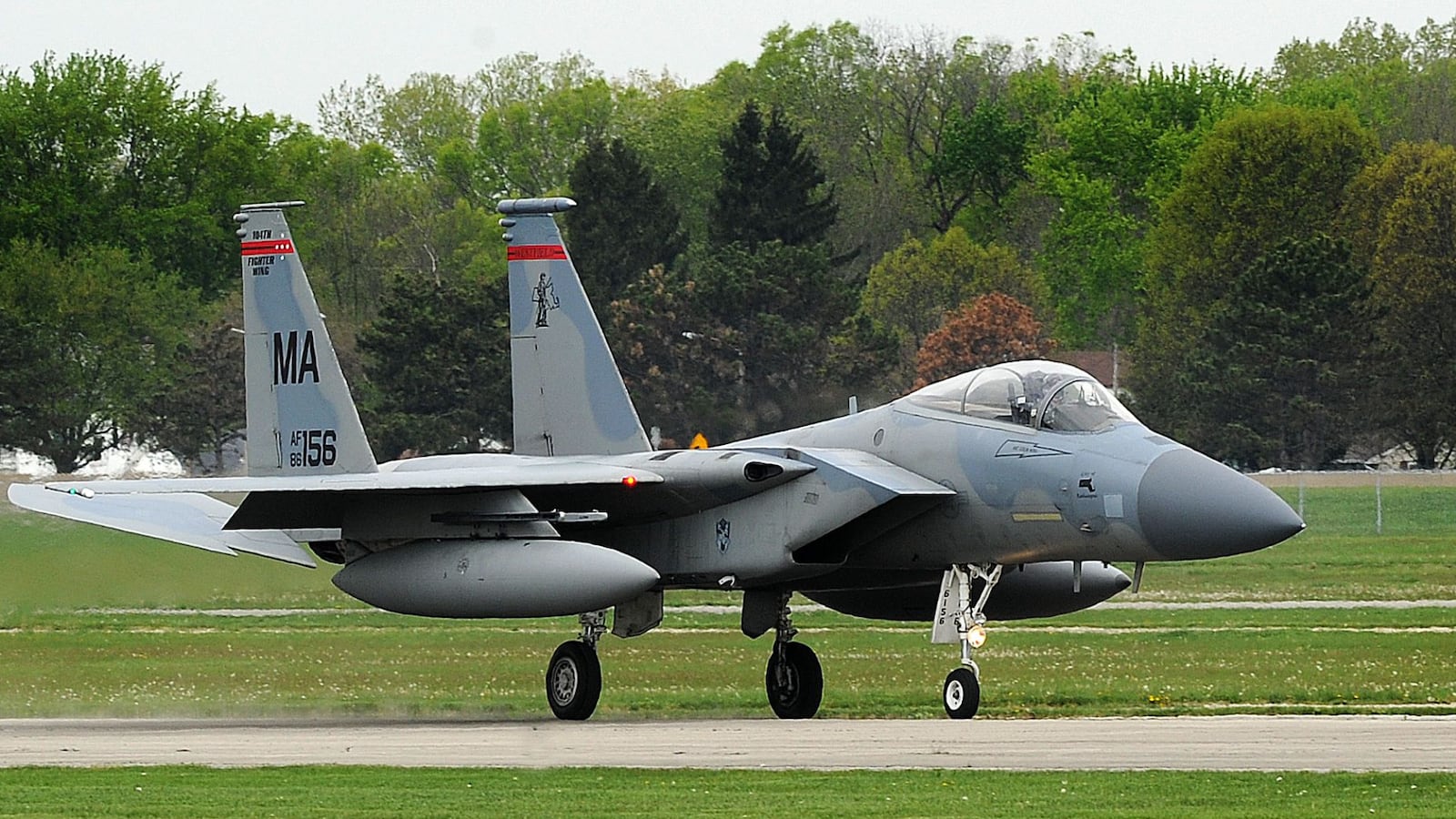 A F-15C Eagle flies into Dayton from the Massachusetts Air Nation Guard Tuesday, April 25, 2023, to become part of the permanent collection of the National Museum of the United States Air Force. MARSHALL GORBY\STAFF